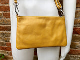 Small leather bag in MUSTARD YELLOW .Cross body bag, shoulder bag or wristlet in GENUINE leather. Yellow bag with adjustable strap