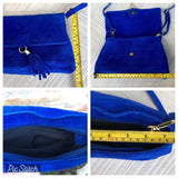 Cobalt blue boho suede leather crossbody bag . Genuine leather blue purse. Blue messenger retro bag with zipper, flap and adjustable strap