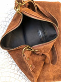 Camel brown suede messenger bag with brown strap. Soft genuine leather crossbody / shoulder bag .or books, tablets. Brown suede purse