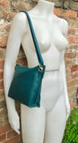 GREEN leather bag. Green cross body / shoulder bag. Genuine leather purse with adjustable strap and zipper. Soft leather bag