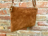 Leather bag and wrap belt set in metallic shine leather. Bronze, gold and brown crossbody or shoulder bag + obi waist belt. Disco 70s purse
