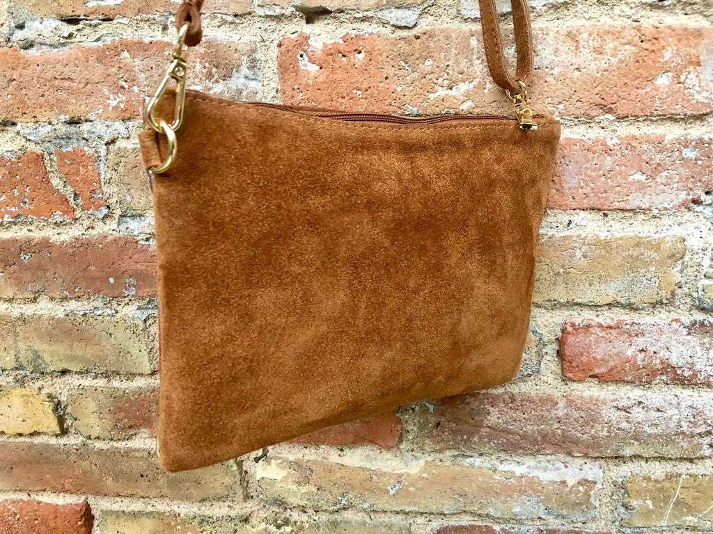 Leather bag and wrap belt set in metallic shine leather. Bronze, gold and brown crossbody or shoulder bag + obi waist belt. Disco 70s purse