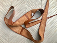 CAMEL BROWN obi belt. Wrap belt in soft genuine leather. Wraparound waist belt. Wide style. Boho dress belt in TOBACCO/saddle brown leather