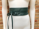 Obi belt in soft leather. Longer style. Wrap belt in TEAL blue - green. Wraparound waist belt in genuine leather. Boho belt, leather sash.