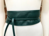 Obi belt in soft leather. Longer style. Wrap belt in TEAL blue - green. Wraparound waist belt in genuine leather. Boho belt, leather sash.