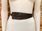 80s style LEATHER obi belt . Wrap belt in dark BROWN. Waist belt in genuine leather. Chocolate brown wraparound belt. Dark brown dress belt