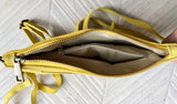 Small YELLOW suede bag. Cross body or shoulder bag in GENUINE suede leather with adjustable strap and zipper. Boho yellow suede purse.