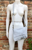 Light GRAY cross body / shoulder bag. Soft genuine suede leather boho bag. Messenger bag in grey suede. Small gray suede purse. Grey suede