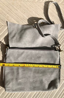 Light GRAY cross body / shoulder bag. Soft genuine suede leather boho bag. Messenger bag in grey suede. Small gray suede purse. Grey suede