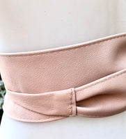 Wraparound belt in soft leather. Wrap belt in light peach PINK. Longer option. Genuine leather pink wrap belt. Boho pink dress belt