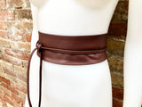 Wraparound belt in soft leather. BROWN wrap belt . Longer option. Genuine leather dark brown wrap belt. Boho dress belt, brown leather sash