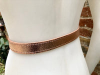 Leather 80s style obi belt . Wrap belt in golden pink. Waist belt in genuine leather. Pink glitter wraparound belt. Salmon pink dress belt