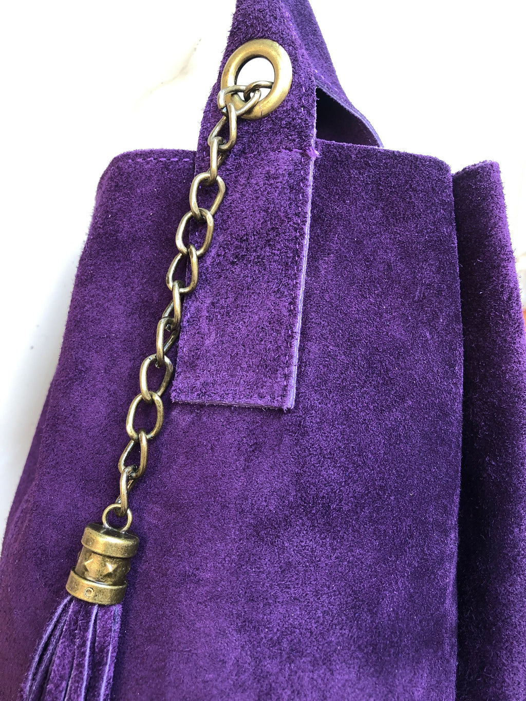 PURPLE leather shopper bag in genuine suede. Slouchy PURPLE color carry all tote bag for laptop, tablet, books. Purple leather purse