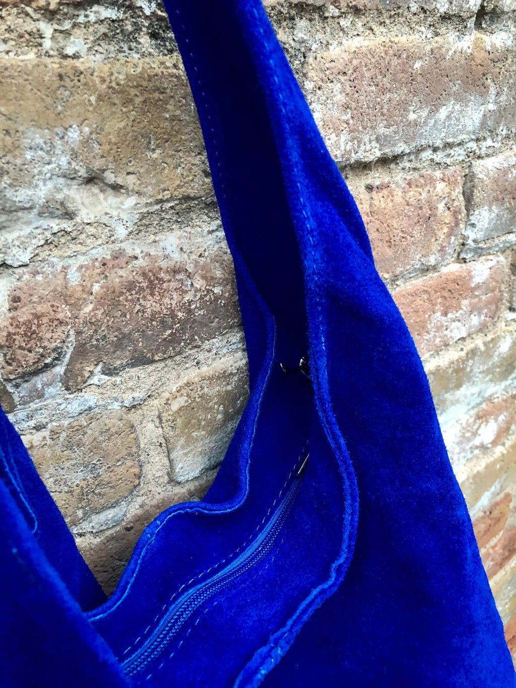 Large leather bag in COBALT blue. Soft natural suede genuine leather bag. Slouchy bag. Blue suedepurse. Blue TOTE , shopper bag