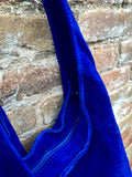 Large leather bag in COBALT blue. Soft natural suede genuine leather bag. Slouchy bag. Blue suedepurse. Blue TOTE , shopper bag