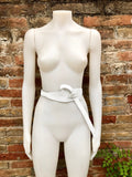 Leather 80s style obi belt . Wrap belt in WHITE. Waist belt in genuine leather. White wraparound dress belt. White leather belt