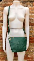 Teal GREEN leather bag. Green cross body / shoulder bag. Genuine leather purse with adjustable strap and zipper. Soft leather bag