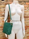 Teal GREEN leather bag. Green cross body / shoulder bag. Genuine leather purse with adjustable strap and zipper. Soft leather bag