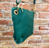 Teal GREEN leather bag. Green cross body / shoulder bag. Genuine leather purse with adjustable strap and zipper. Soft leather bag