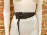 80s style LEATHER obi belt . Wrap belt in dark BROWN. Waist belt in genuine leather. Chocolate brown wraparound belt. Dark brown dress belt