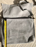 Light GRAY cross body / shoulder bag. Soft genuine suede leather boho bag. Messenger bag in grey suede. Small gray suede purse. Grey suede