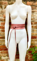 Wraparound belt in soft leather. Wrap belt in PINK. Longer option. Genuine leather pink wrap belt. Boho dress belt, pink leather sash