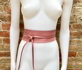 Wraparound belt in soft leather. Wrap belt in PINK. Longer option. Genuine leather pink wrap belt. Boho dress belt, pink leather sash