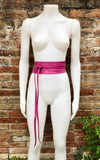 Wraparound belt in soft leather. FUCHSIA pink wrap belt. Longer option. Genuine leather pink belt. Boho dress belt, hot pink leather sash