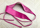 Wraparound belt in soft leather. FUCHSIA pink wrap belt. Longer option. Genuine leather pink belt. Boho dress belt, hot pink leather sash