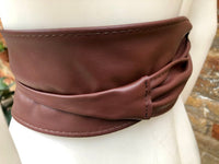 Wraparound belt in soft leather. BROWN wrap belt . Longer option. Genuine leather dark brown wrap belt. Boho dress belt, brown leather sash