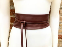 Wraparound belt in soft leather. BROWN wrap belt . Longer option. Genuine leather dark brown wrap belt. Boho dress belt, brown leather sash