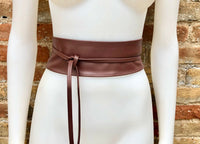 Wraparound belt in soft leather. BROWN wrap belt . Longer option. Genuine leather dark brown wrap belt. Boho dress belt, brown leather sash