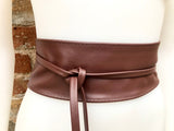 Wraparound belt in soft leather. BROWN wrap belt . Longer option. Genuine leather dark brown wrap belt. Boho dress belt, brown leather sash