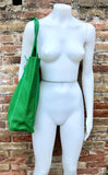 Shopper bag in GREEN. Genuine leather tote bag with ZIPPER. Laptop bag, office bag to carry your tablet or books. Large carry all hobo bag