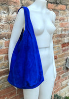 Large leather bag in COBALT blue. Soft natural suede genuine leather bag. Slouchy bag. Blue suedepurse. Blue TOTE , shopper bag