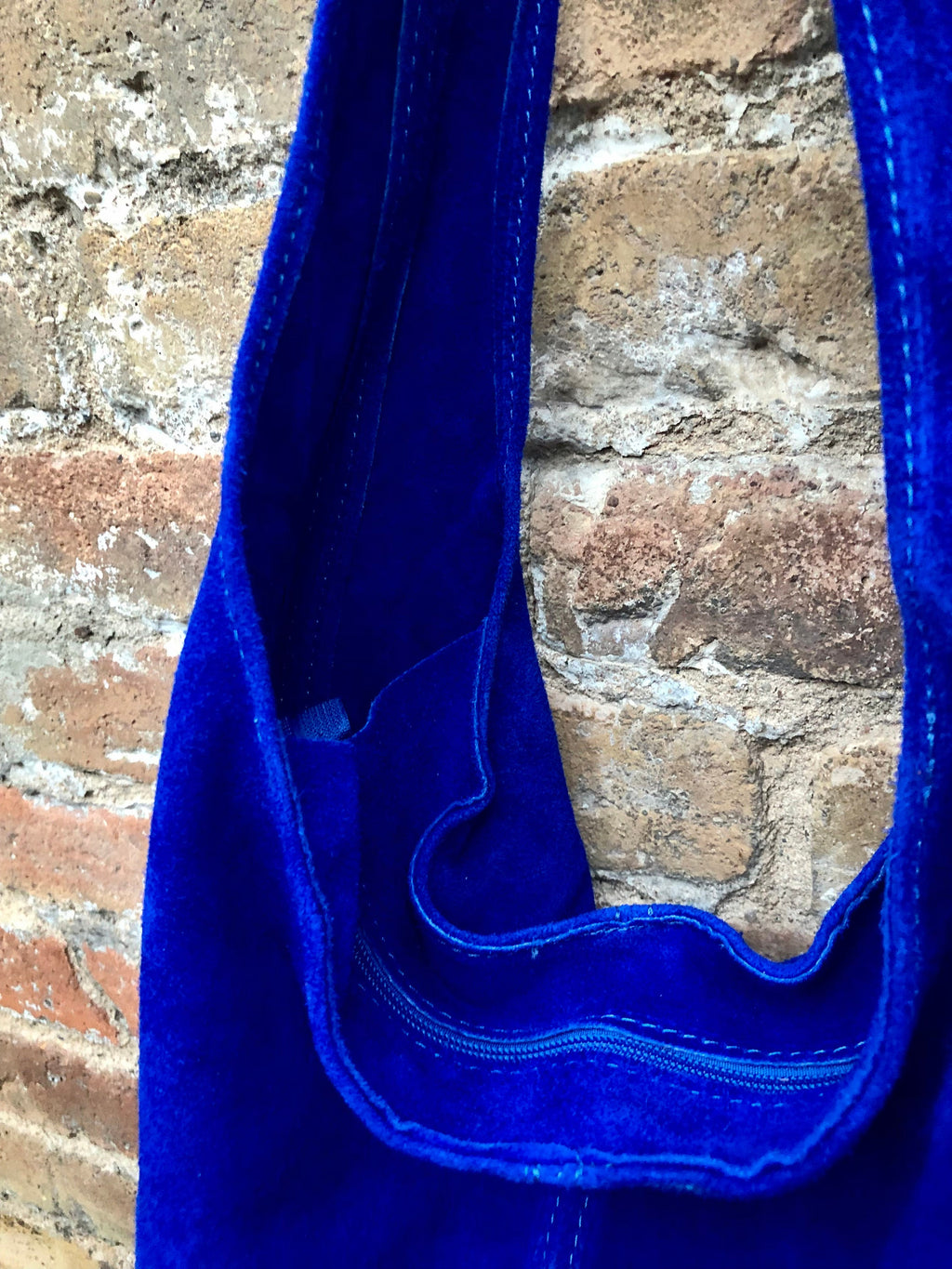 Large leather bag in COBALT blue. Soft natural suede genuine leather bag. Slouchy bag. Blue suedepurse. Blue TOTE , shopper bag