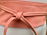 Wraparound belt in soft leather. Wrap belt in PINK. Longer option. Genuine leather pink wrap belt. Boho dress belt, pink leather sash