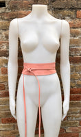 Wraparound belt in soft leather. Wrap belt in PINK. Longer option. Genuine leather pink wrap belt. Boho dress belt, pink leather sash