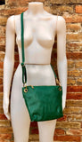 Teal GREEN leather bag. Green cross body / shoulder bag. Genuine leather purse with adjustable strap and zipper. Soft leather bag