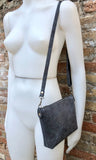 Suede leather bag in dark GRAY. Cross body bag, shoulder bag in GENUINE leather. Small leather bag in dark GRAY