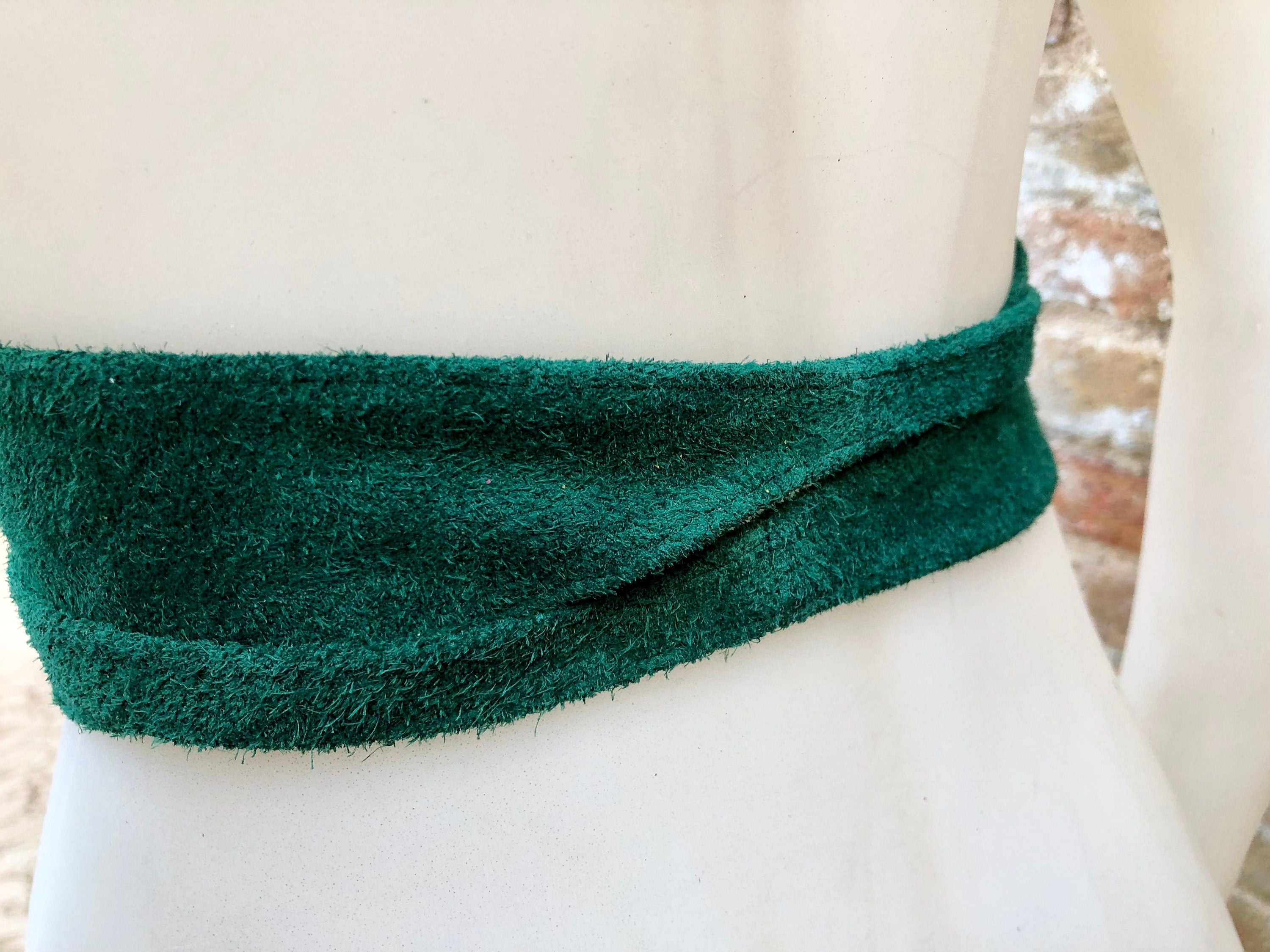 Dark teal green suede OBI belt, SASH in natural soft suede, green wrap waist belt. Wraparound soft obi belt. Very dark turquoise green.