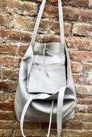 Tote leather bag in GRAY. Leather shopper in gray. Soft natural GENUINE leather . Large bag for your laptop, books. Gray leather shopper.