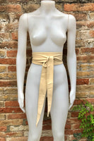 CREAM color obi belt. Wrap belt in soft genuine leather. Wraparound waist belt. Wide style. Boho dress belt in soft very light beige leather