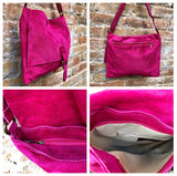 GREEN suede leather bag. Soft natural suede, genuine leather bag. Green messenger with zipper, flap and adjustable strap.