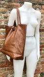 Tote leather bag in CAMEL brown. Soft natural GENUINE leather bag. Large brown leather bag.Tan brown shopper , Laptop bag. With ZIPPER.