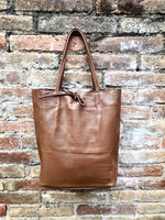 Tote leather bag in CAMEL brown. Soft natural GENUINE leather bag. Large brown leather bag.Tan brown shopper , Laptop bag. With ZIPPER.