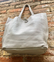 Tote leather bag in GRAY. Leather shopper in gray. Soft natural GENUINE leather . Large bag for your laptop, books. Gray leather shopper.