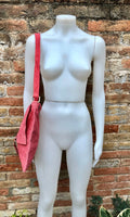 Crossbody suede bag. GENUINE leather bag in coral RED. BOHO suede bag . Red suede purse. Messenger bag in suede for books, tablets...
