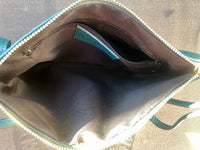 Small leather bag in dark teal GREEN .Genuine LEATHER crossbody / shoulder bag / wristlet. Green leather purse. Adjustable strap and zipper