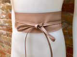 Wraparound belt in soft leather. Wrap belt in LIGHT dusty PINK. Longer option. Genuine leather pink wrap belt. Boho wrap dress belt